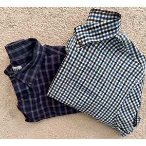 Bundle‎ Of 2 HB Button-Down Shirt Mens 3XL Long Sleeve Multicolor Plaid Pocket